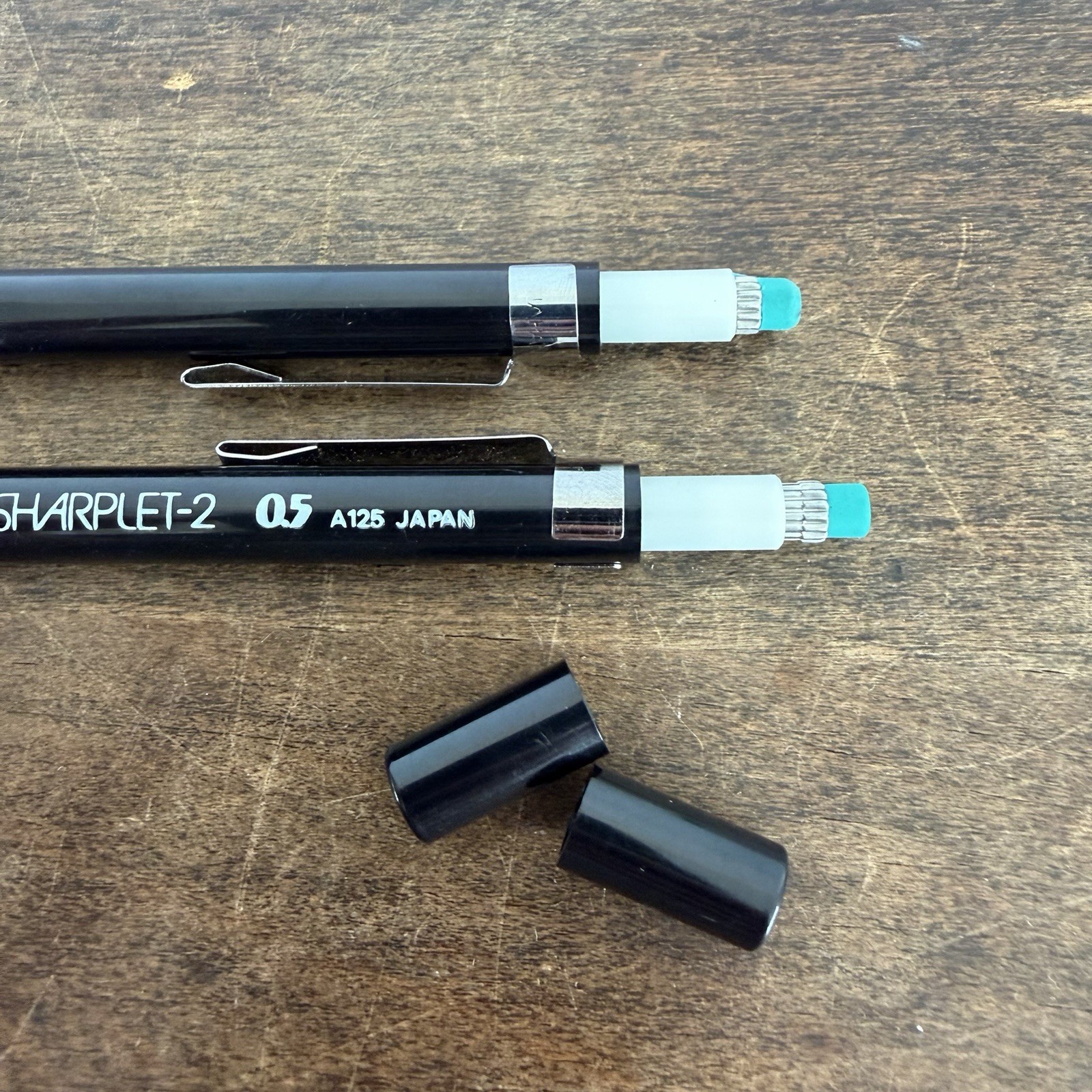 Lot 2 Pentel Sharplet-2 A125 0.5mm Mechanical Pencils Japan Vintage Black