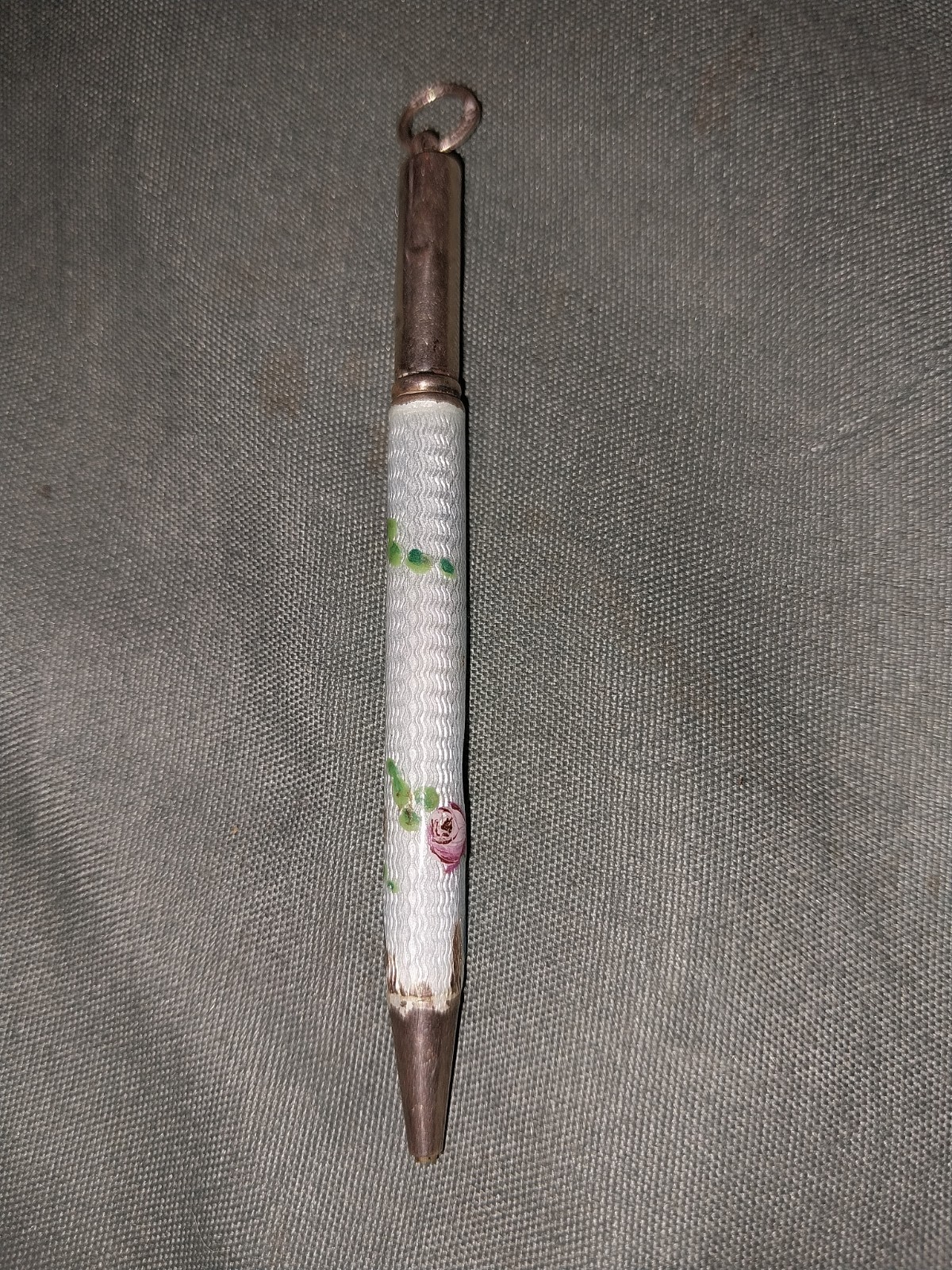 Vintage 1920s German Guilloche Enamel Sterling Silver Mechanical Chatelaine Rare
