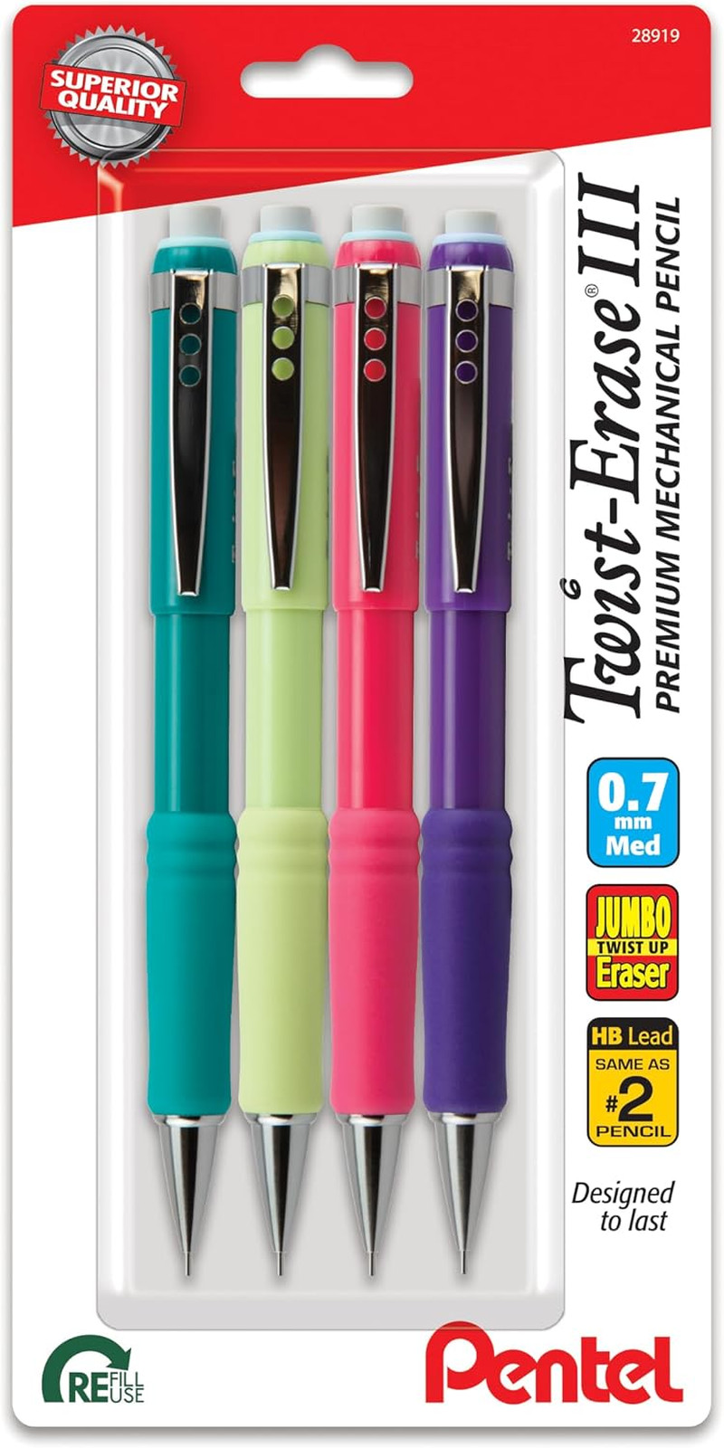 Twist-Erase III Mechanical Pencil, (0.7Mm), Medium Line, Assorted Fashion Color