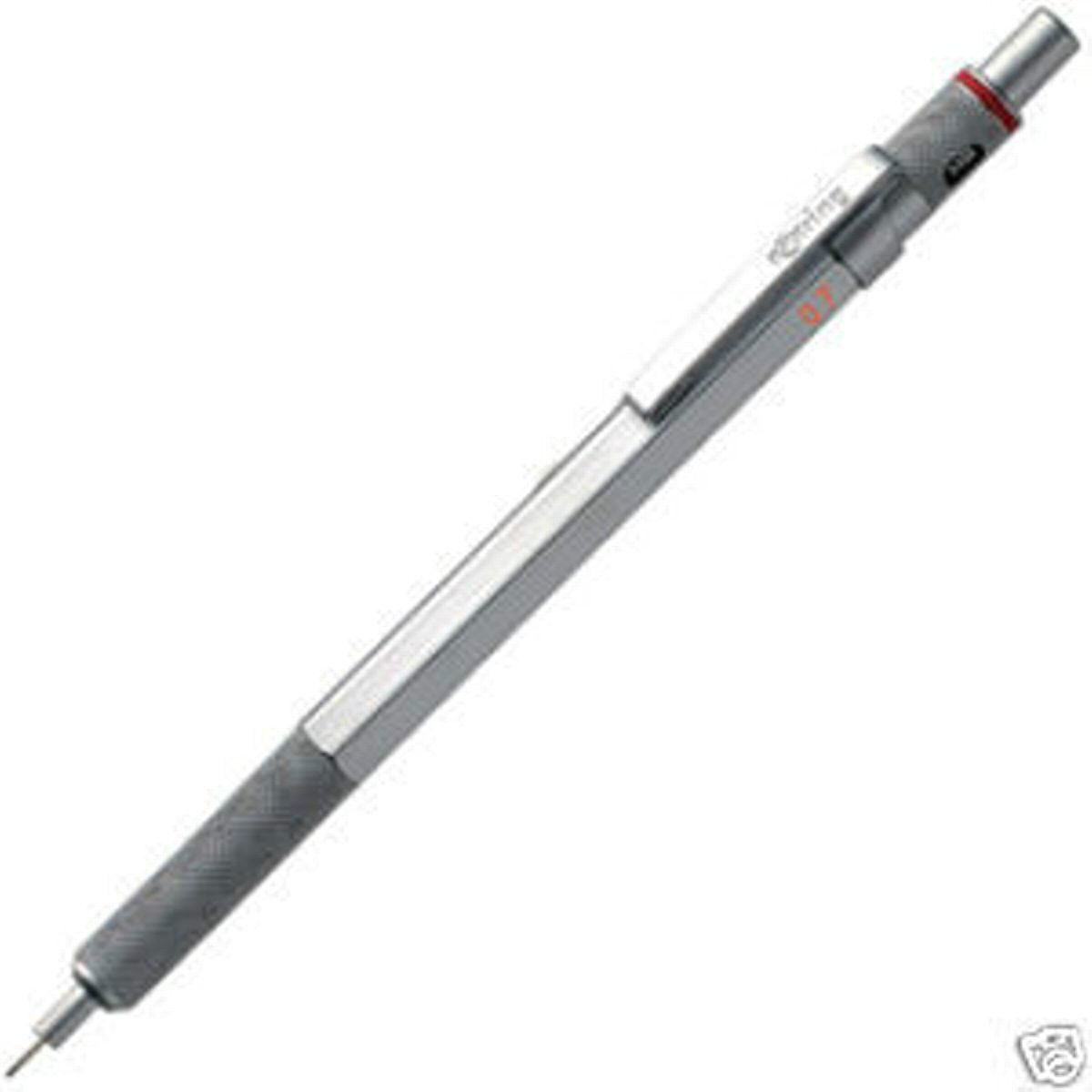 Rotring 600 Pencil Old Style Silver 0.7mm Hexagonal Knurled Grip New 0.7mm Red
