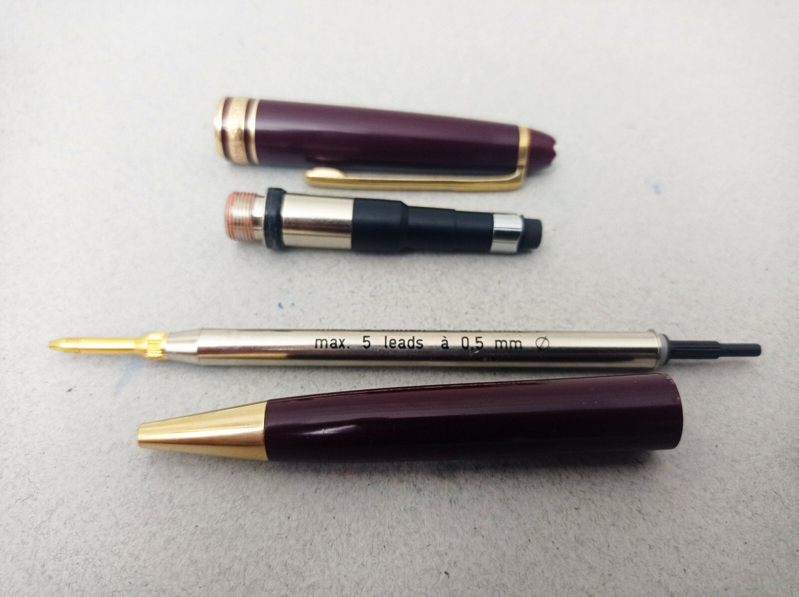 MONTBLANC MEISTERSTUCK 163 BURGUNDY MECHANICAL PENCIL VINTAGE EXCELLENT WORKING