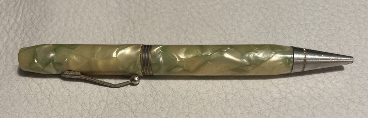Arnold Mechanical Pencil 1930-1950 Yellow Jade Marbled Celluloid Body