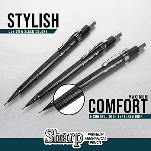 Pentel Sharp Mechanical Pencil, (0.5mm), Fine Line, Black Barrel, Pack of 4 (P20