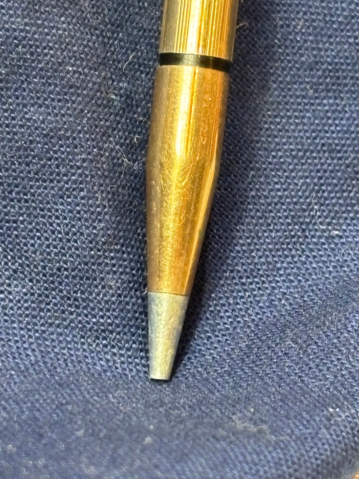 Vtg Cross Mini 10kt GF Pencil On Ballou & Bass Retractable Chain Brooch