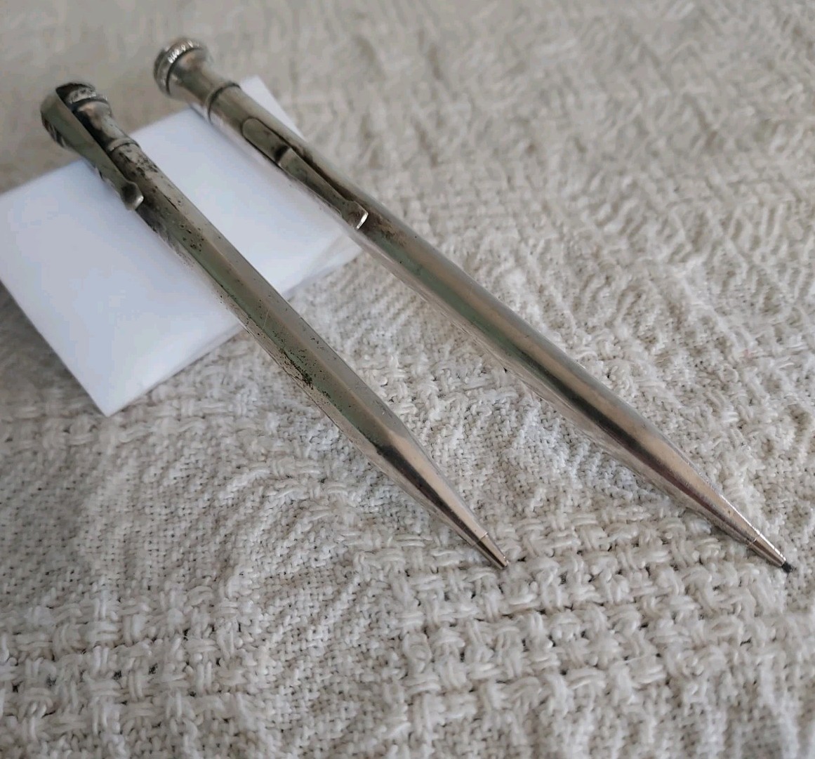 Antique Wahl Eversharp Mechanical Pencils Set Of 2 Silverplate