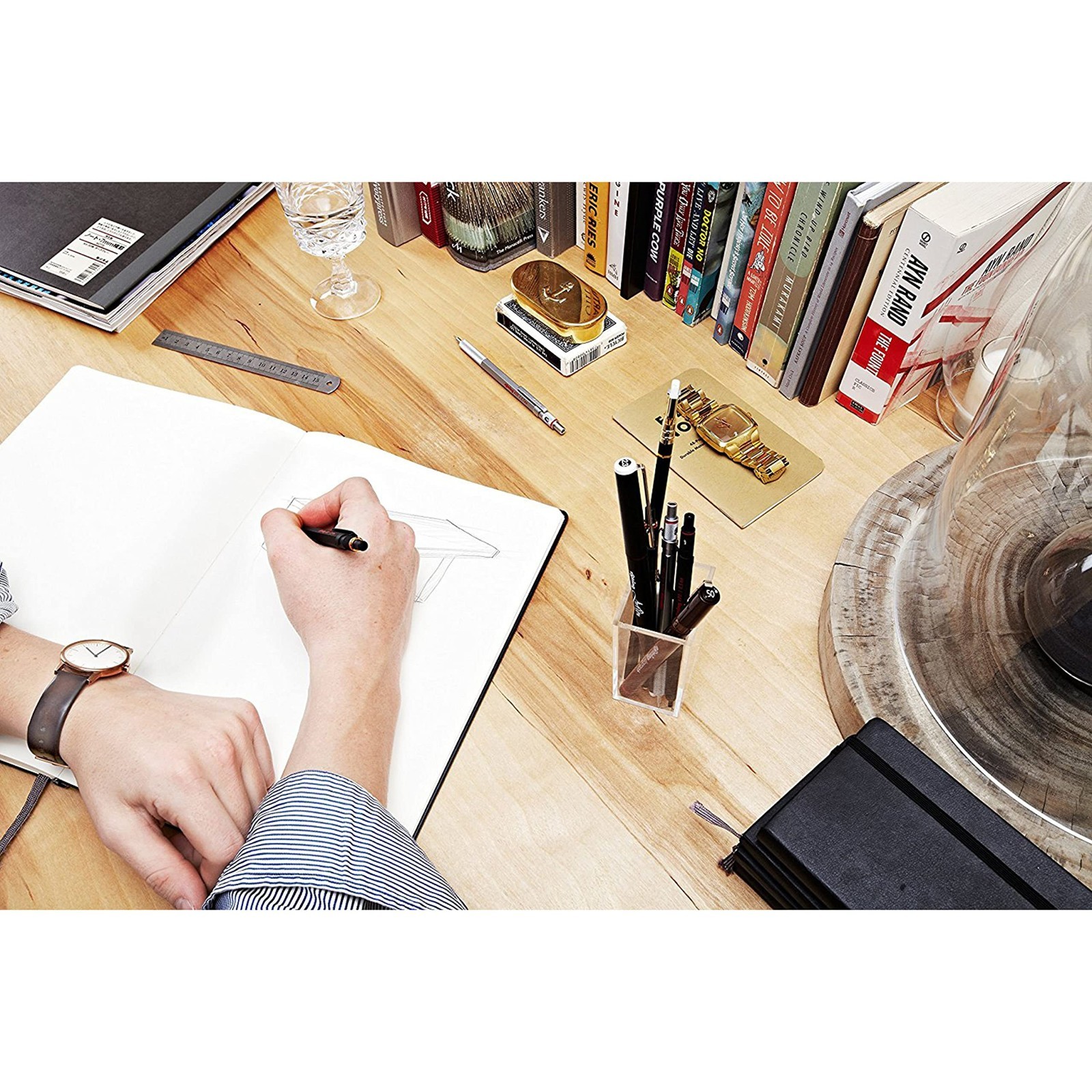 Retractable 0.5mm Mechanical Pencil – Black Metal Barrel for Drafting & Engineer
