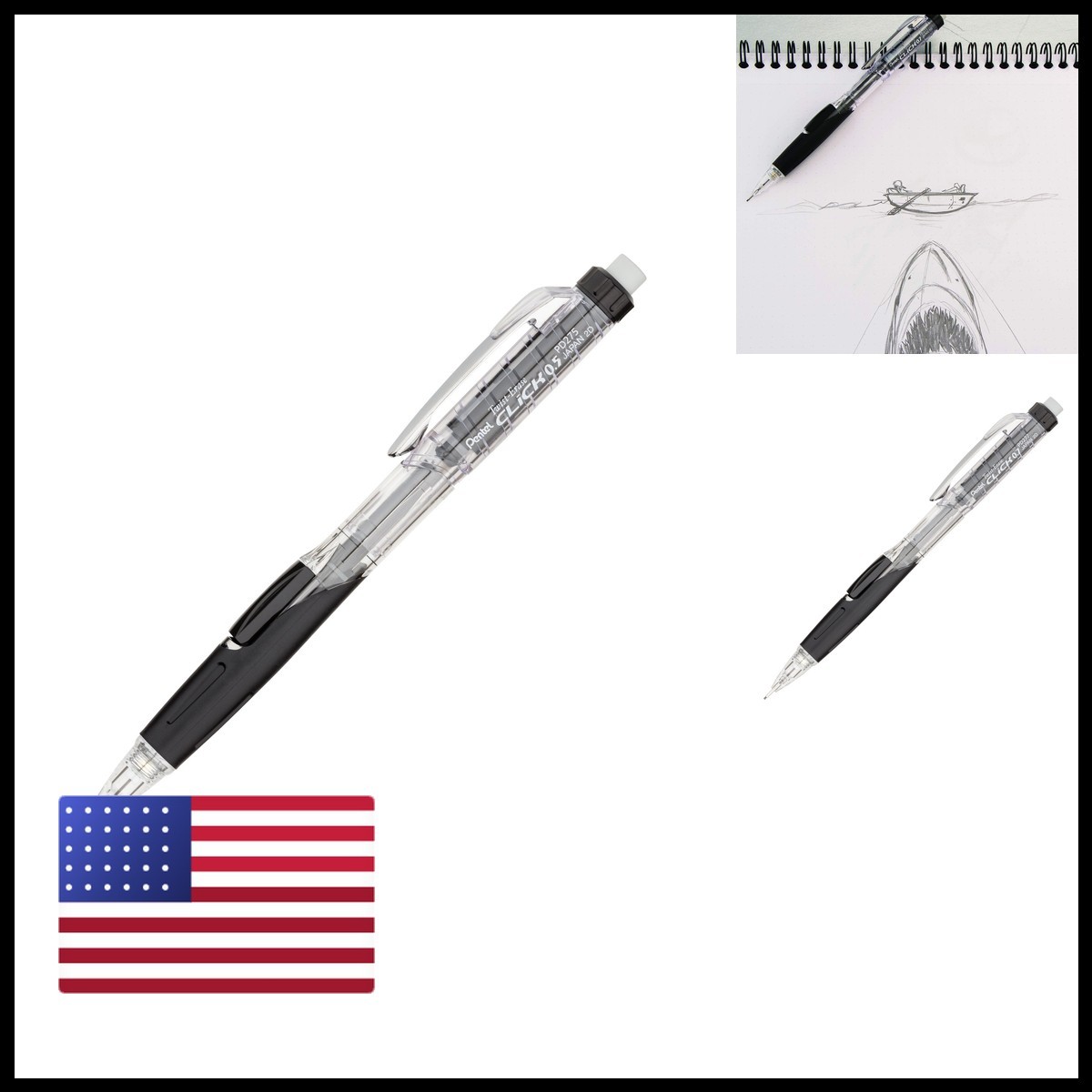 Pentel Twist-Erase Click Mechanical Pencil, (0.7mm) Assorted Barrel Colors