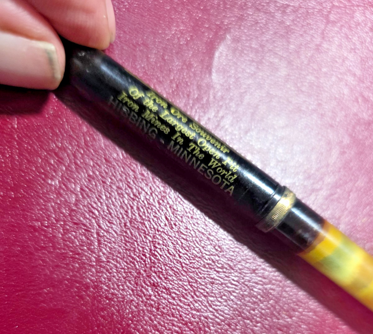 Hibbing Minnesota Iron Ore Mine 0.9mm Mechanical Pencil w/Iron Ore In Cap -1950s
