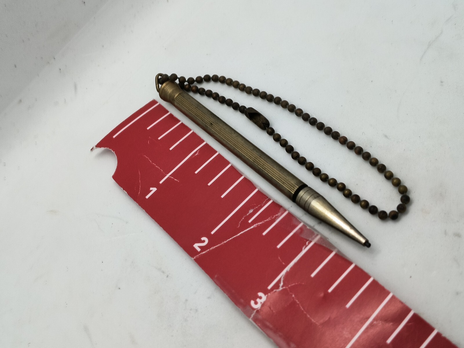 Brass Round Strip Mechanical Pencil, VTG 3 1/2″ long, 1.18mm lead. Unbranded.