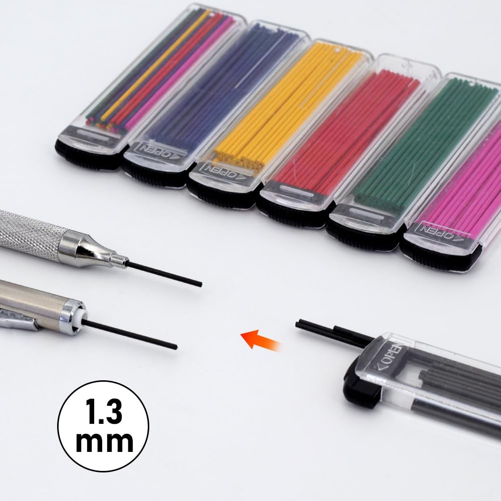 210 Pcs 1.3mm Colored Mechanical Pencil Lead 6 Color 7 Boxes Refills 1.3mm Au…