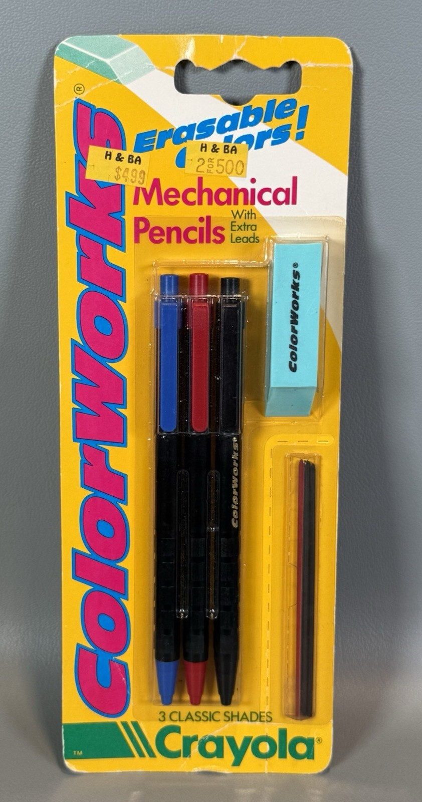 Vtg 1990 Crayola Mechanical Pencils Color Works Classic Shades Erasable 3 Ct