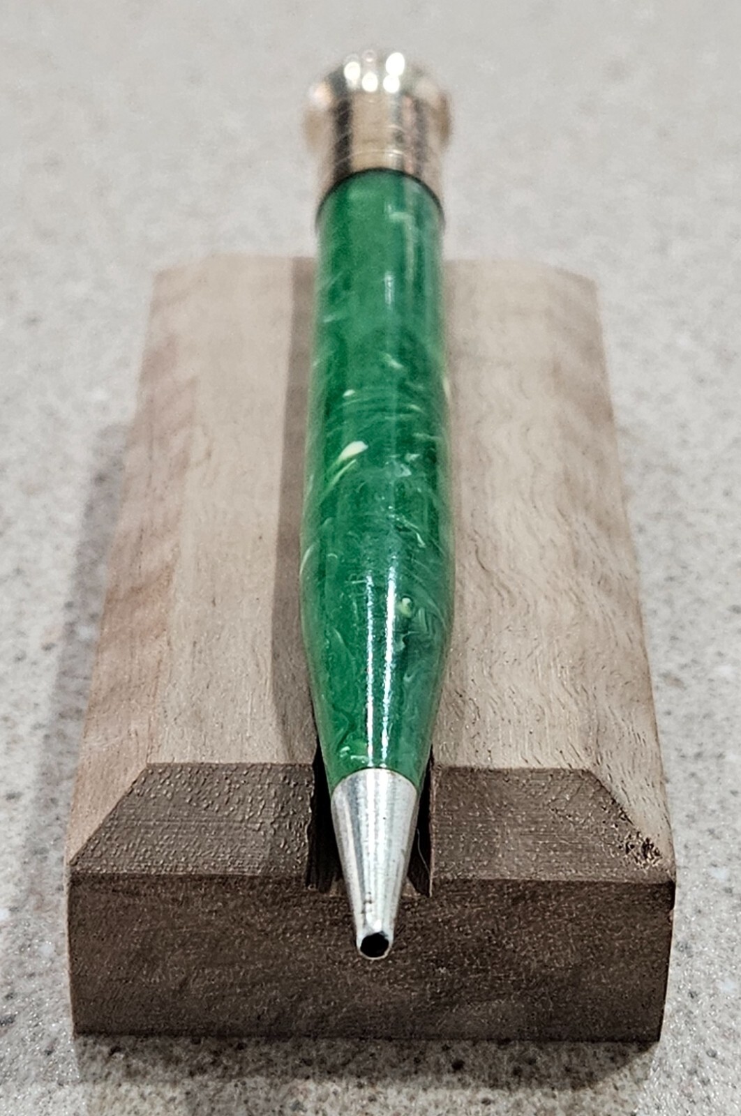 Vintage 14k Gold Filled Green Marble Vest Pendant Mechanical Pencil- Not Working
