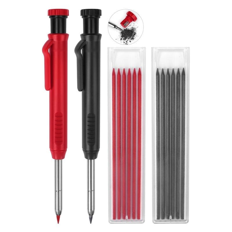 2 Pack Carpenter Pencils Mechanical Pencils with 12 Refills, Construction Pen…