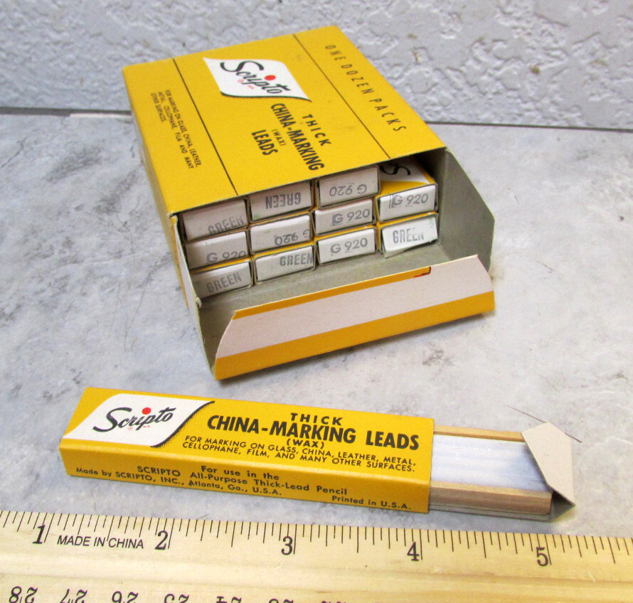 scripto china marking leads new old stock box of 12 packs of G920 Green