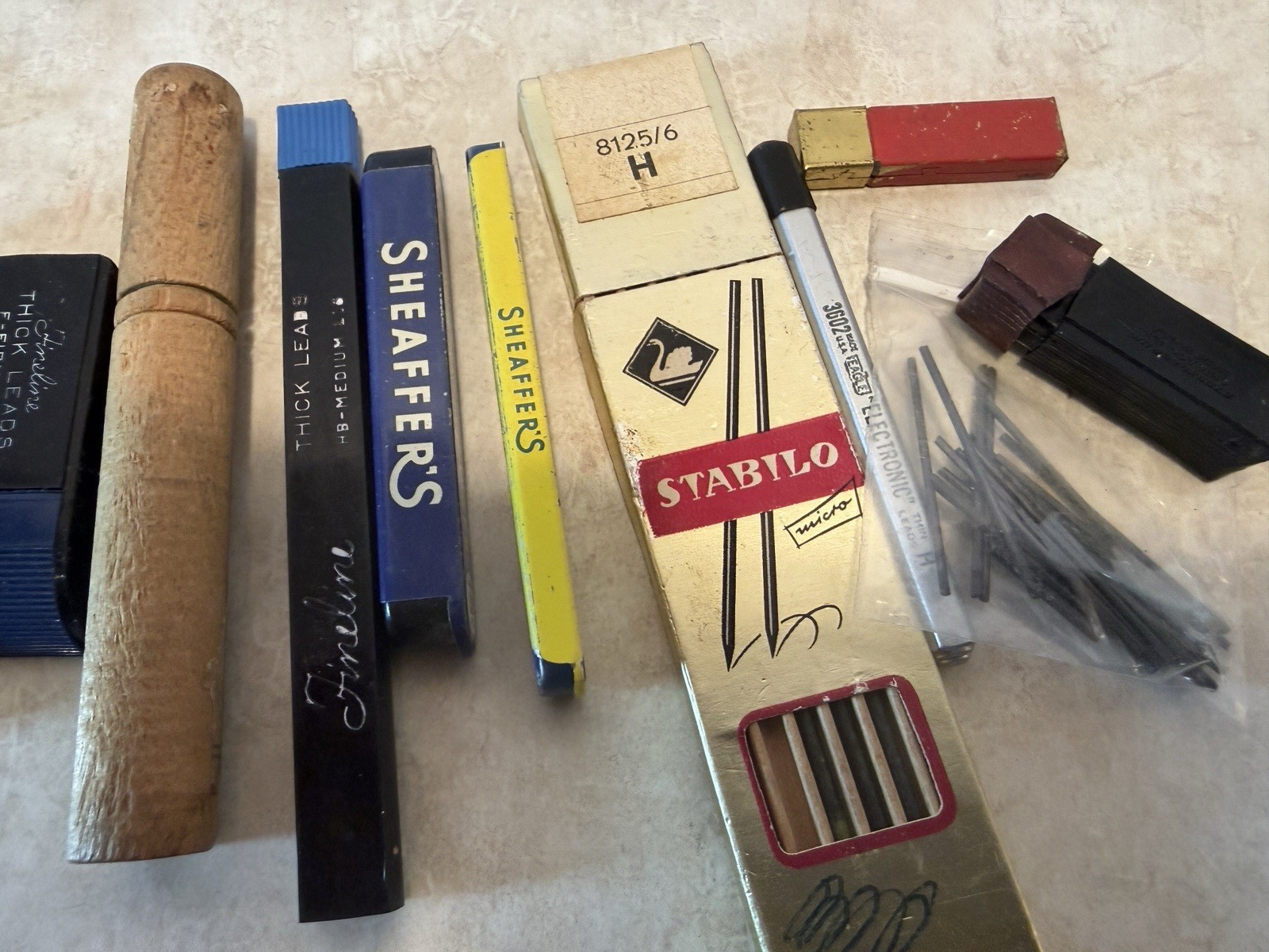 Assorted Lot of Lead & Erasers & Springs & Clips for Vintage Pens Pencils