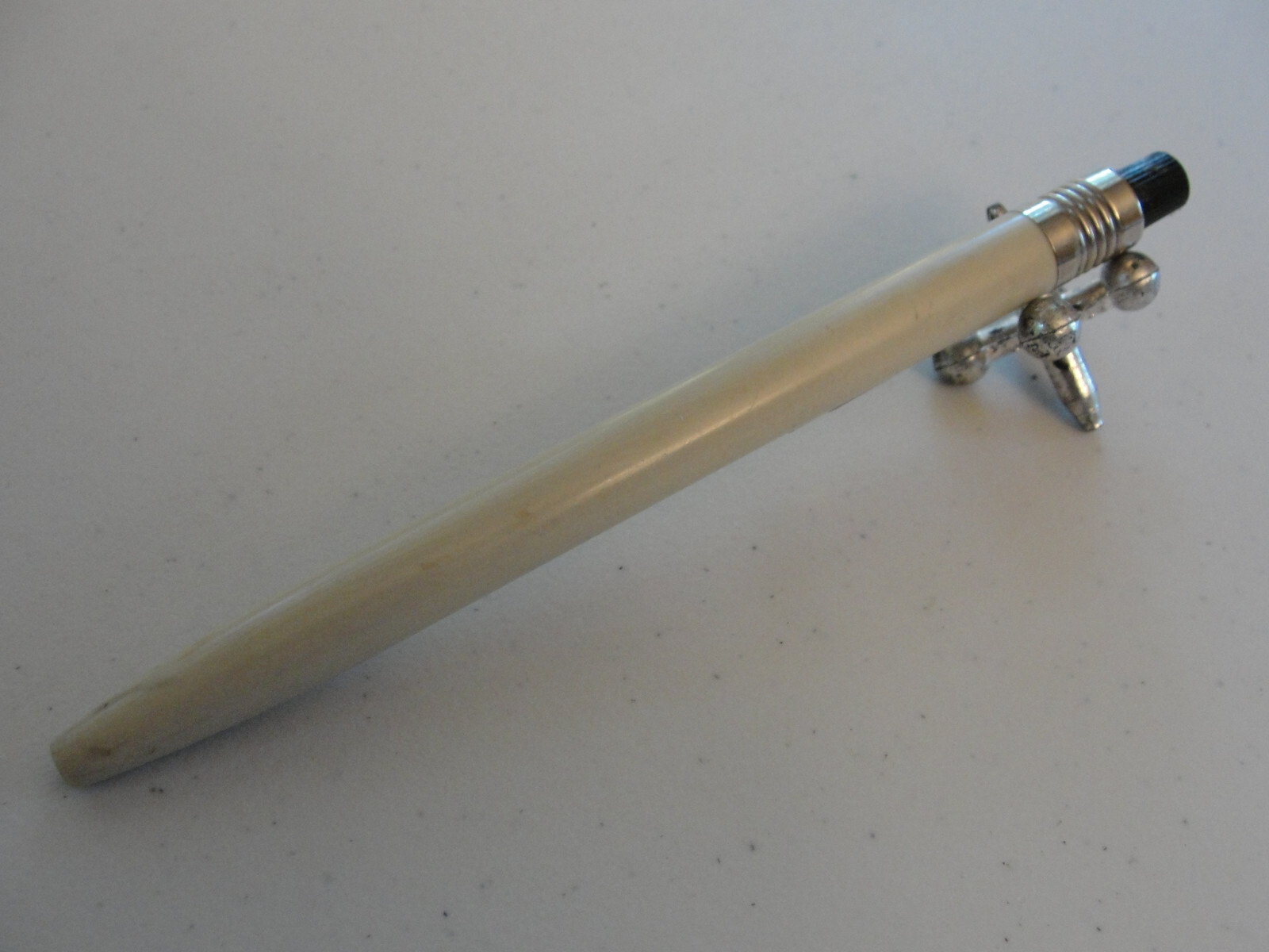 Vintage SCRIPTO #49 White Crayon Marker Black Top