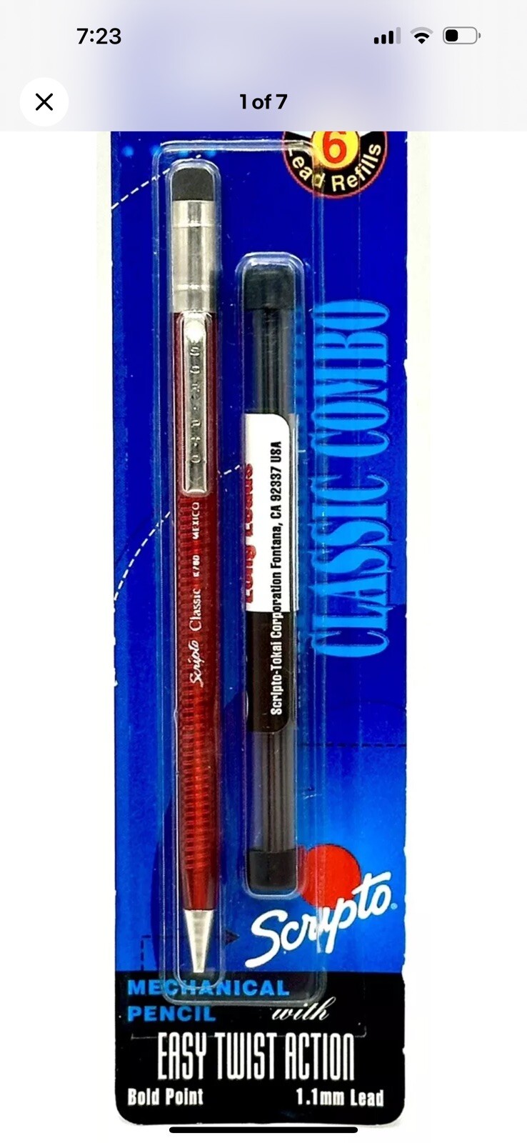 VTG 1993 Scripto Classic Combo Twist Mechanical Pencil 1.1mm 02319 W/Refills Red