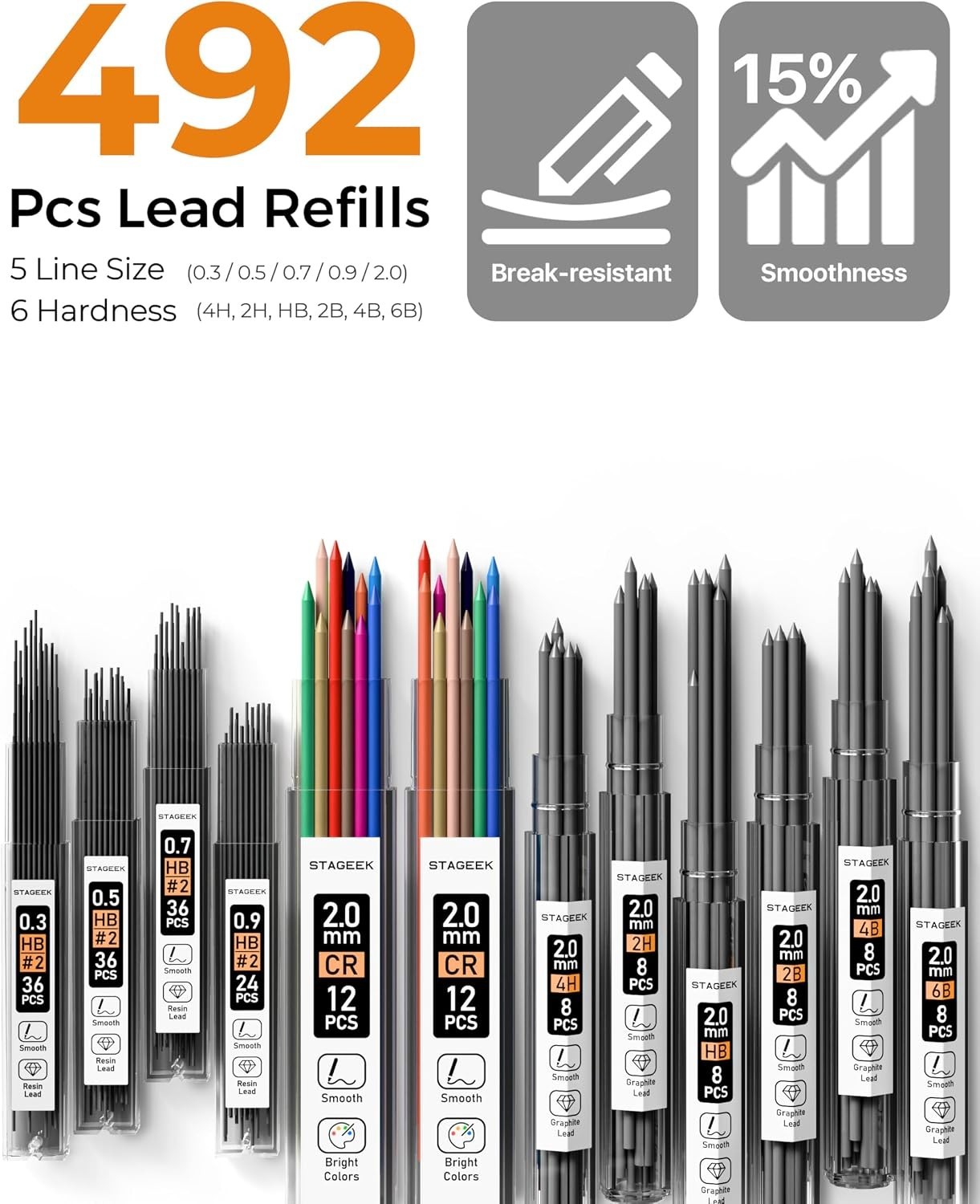 Mechanical Pencil Set with Case 37 Count, Drawing Pencils 0.3, 0.5, 0.7, 0.9M…