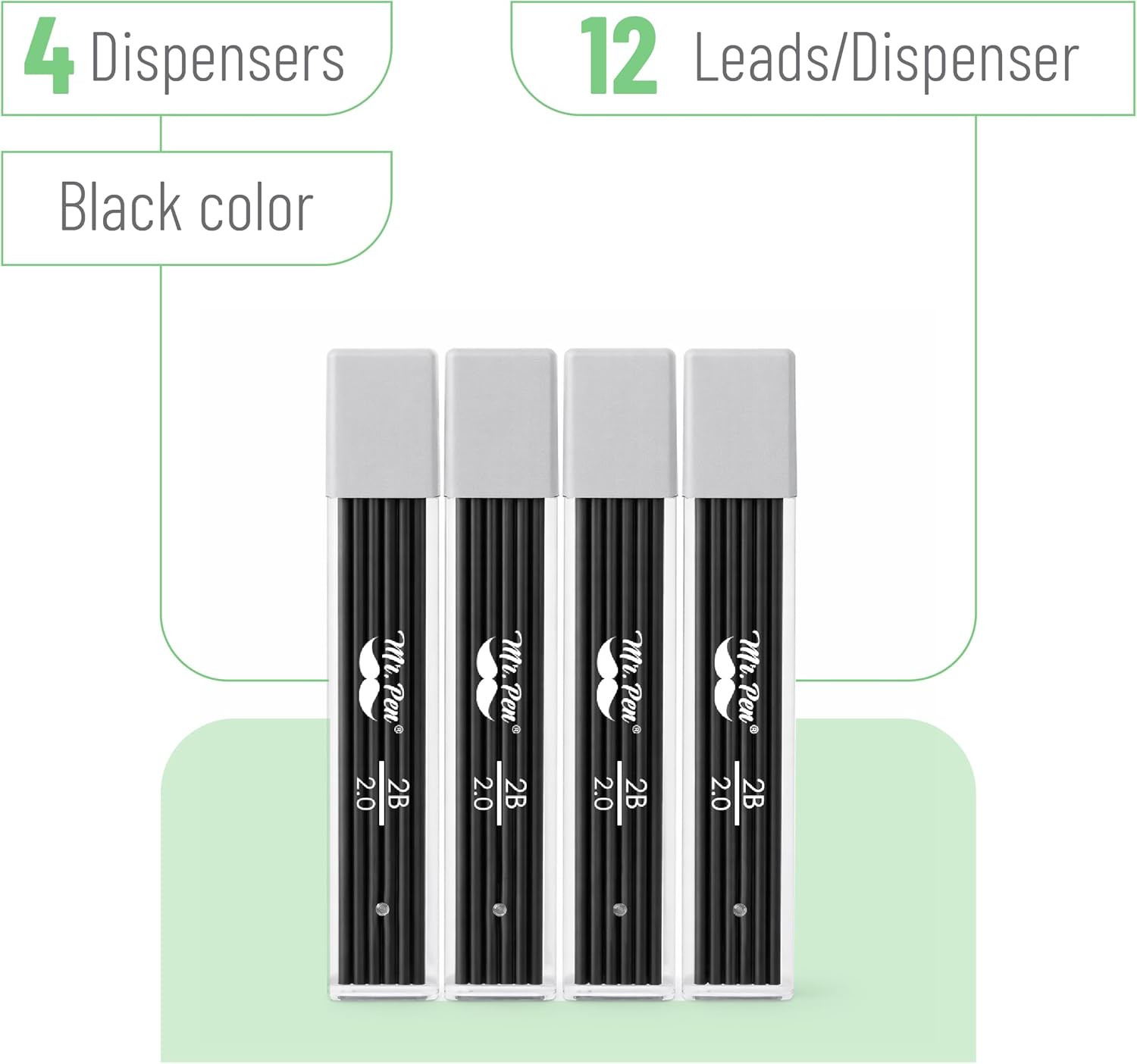 – 2.0 Mm Lead Refills, 48 Pack , Black, 90 Mm Length, Bold 2 Mm