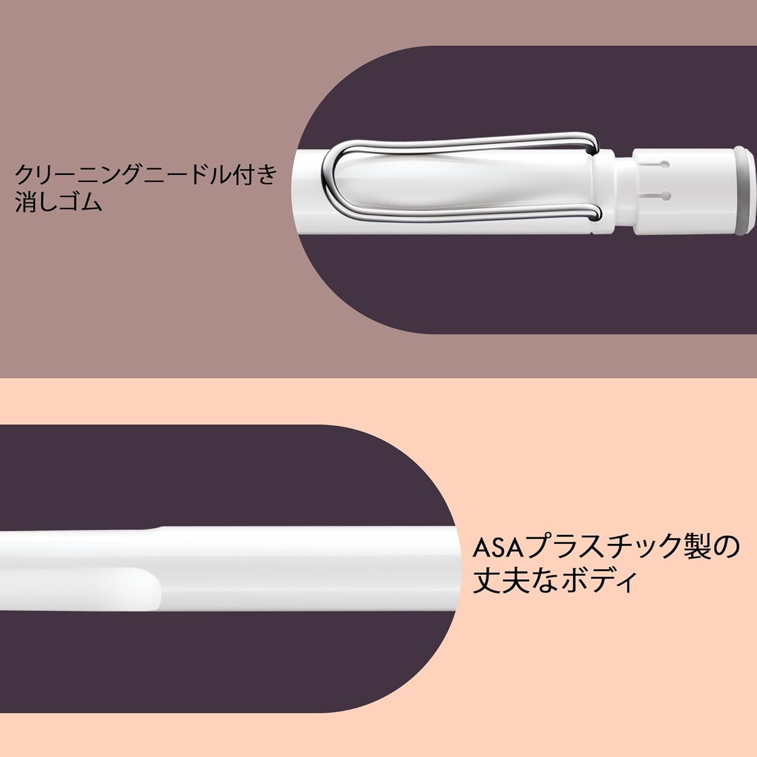 LAMY Safari White Pencil – Ergonomic Grip Mechanical Pencil with Durable AS