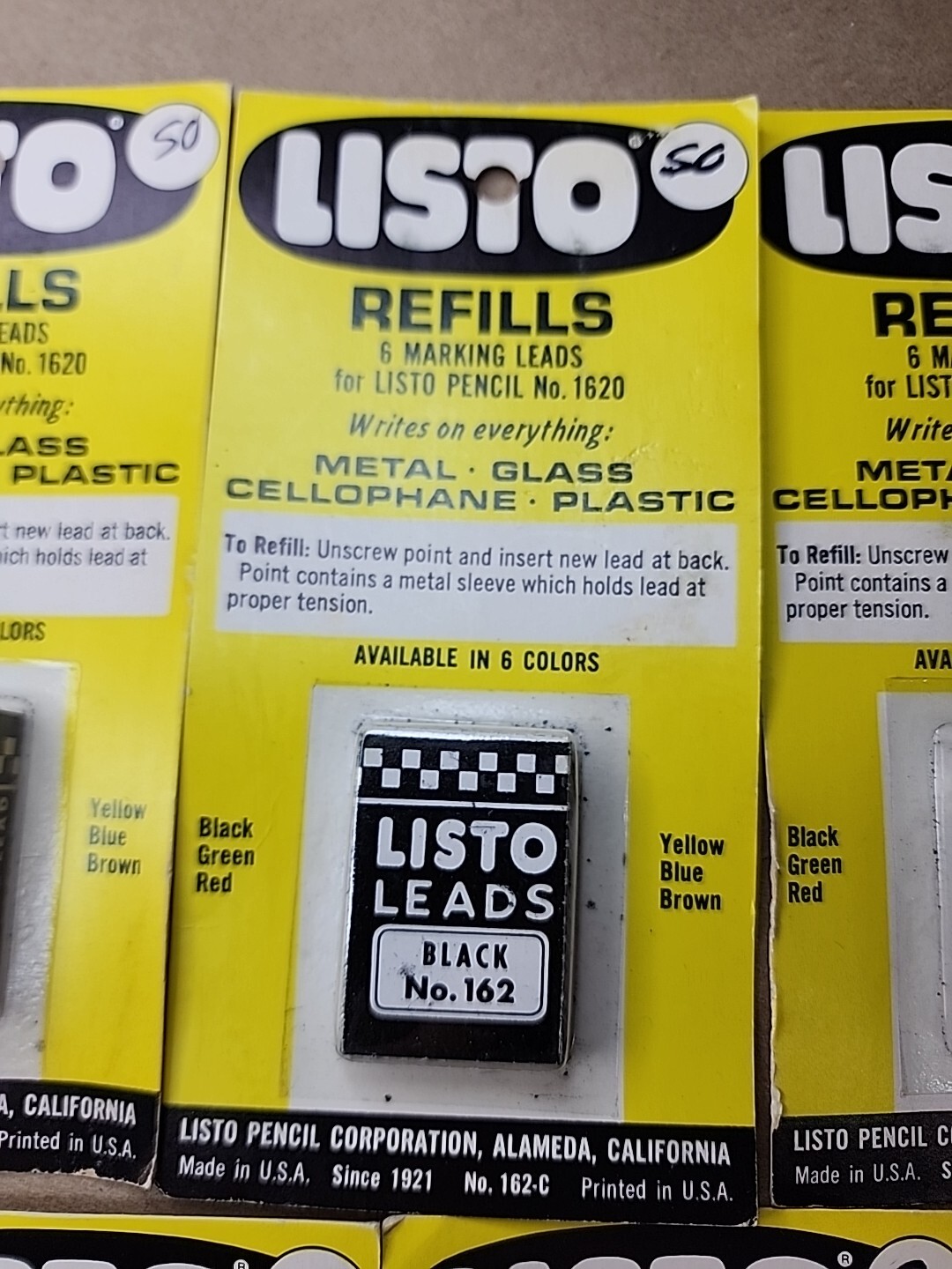 5 pks Vintage Listo Leads Black Grease 162c Made USA Cali NO UPC NOS Fits 1620