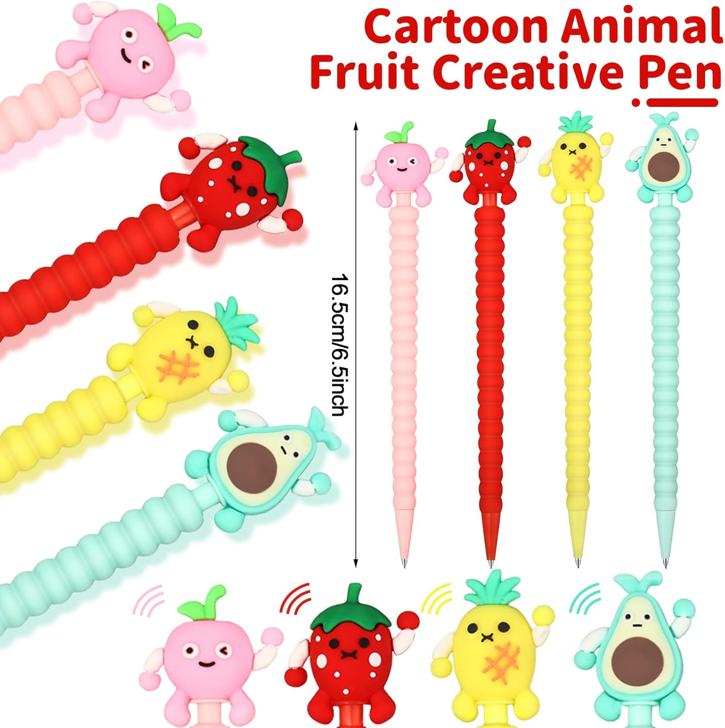 24 Pieces Cute Mechanical Pencil with Fruit Erasers and Refills Pastel Colorful