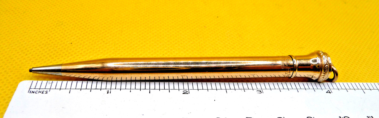 Wahl-Eversharp Vintage Gold Filled Pencil-l.lmm-working-Smooth pattern-ring top