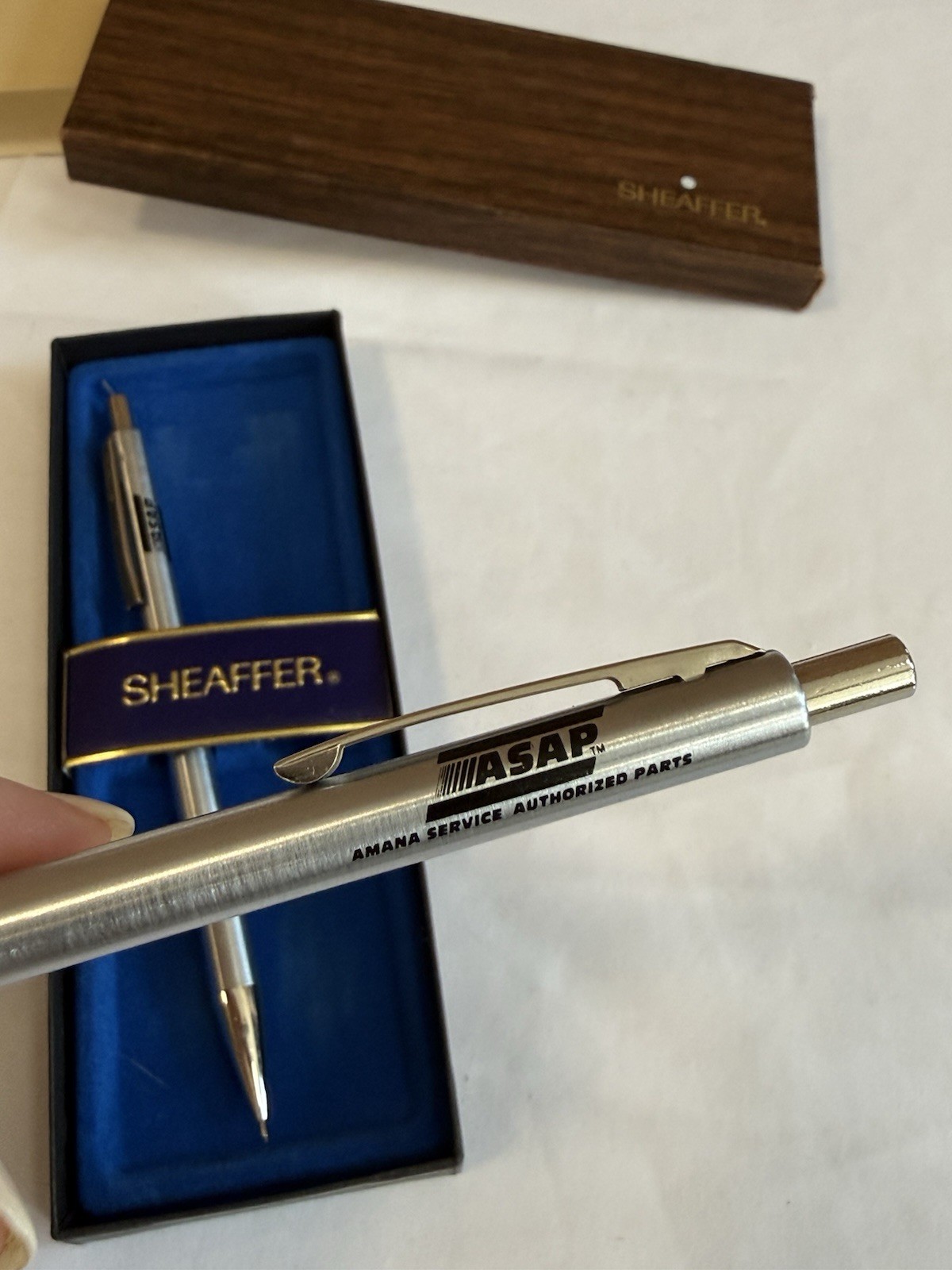 Sheaffer Vintage White Dot Silver Ballpoint Pen & Mechanical Pencil Set