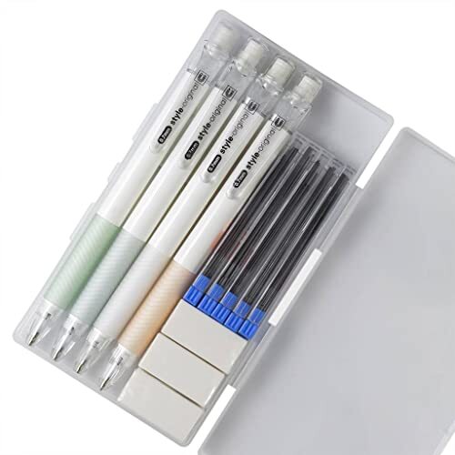 Mechanical Pencil Set 4PCS 0.5 Mechanical Pencils 100 HB Lead 3 Erasers for