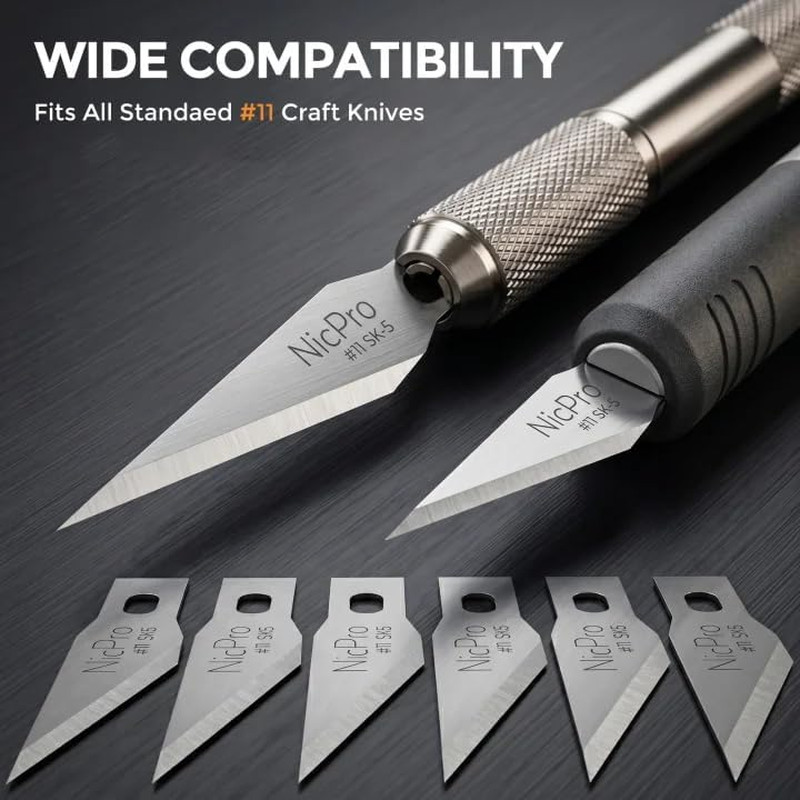 120 PCS #11 Hobby Blades Refill Set, SK-5 High Carbon Steel Utility Art Blades R
