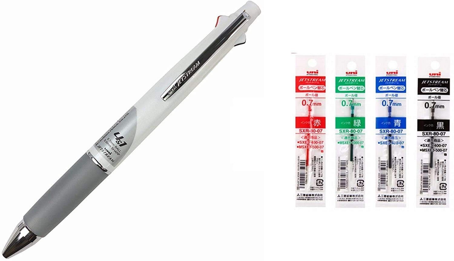 Uni Jetstream 4&1 White 0.7mm Ballpoint Pen 0.5mm Mechanical Pencil 4 Color