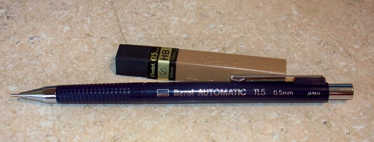 Vintage Berol TL5 0.5 mm Mechanical Pencil & 12 Refill Lead NEW OLD STOCK