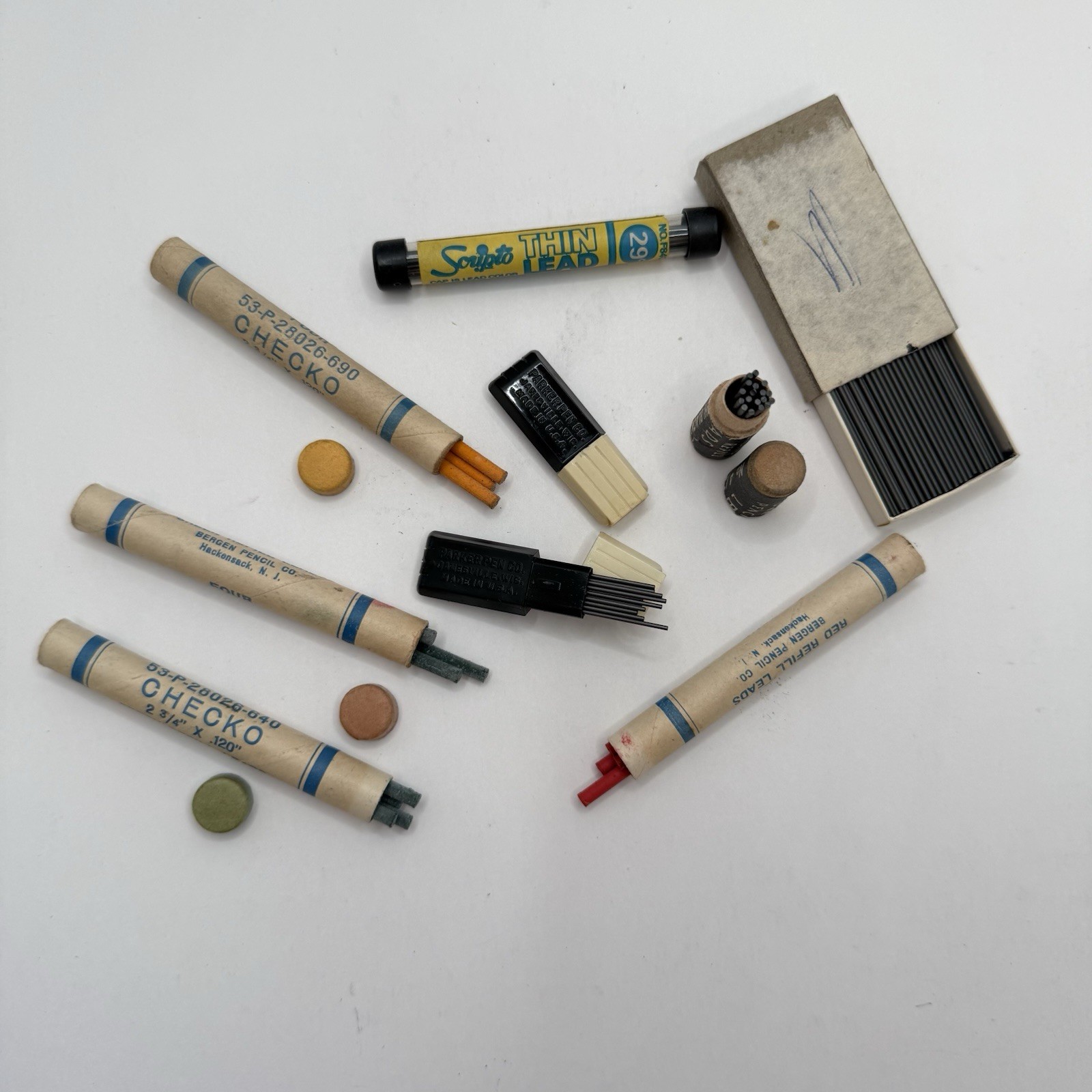 Vintage Drafting Pencil Lead Lot Checko Scripto Thin Lead Parker Refill