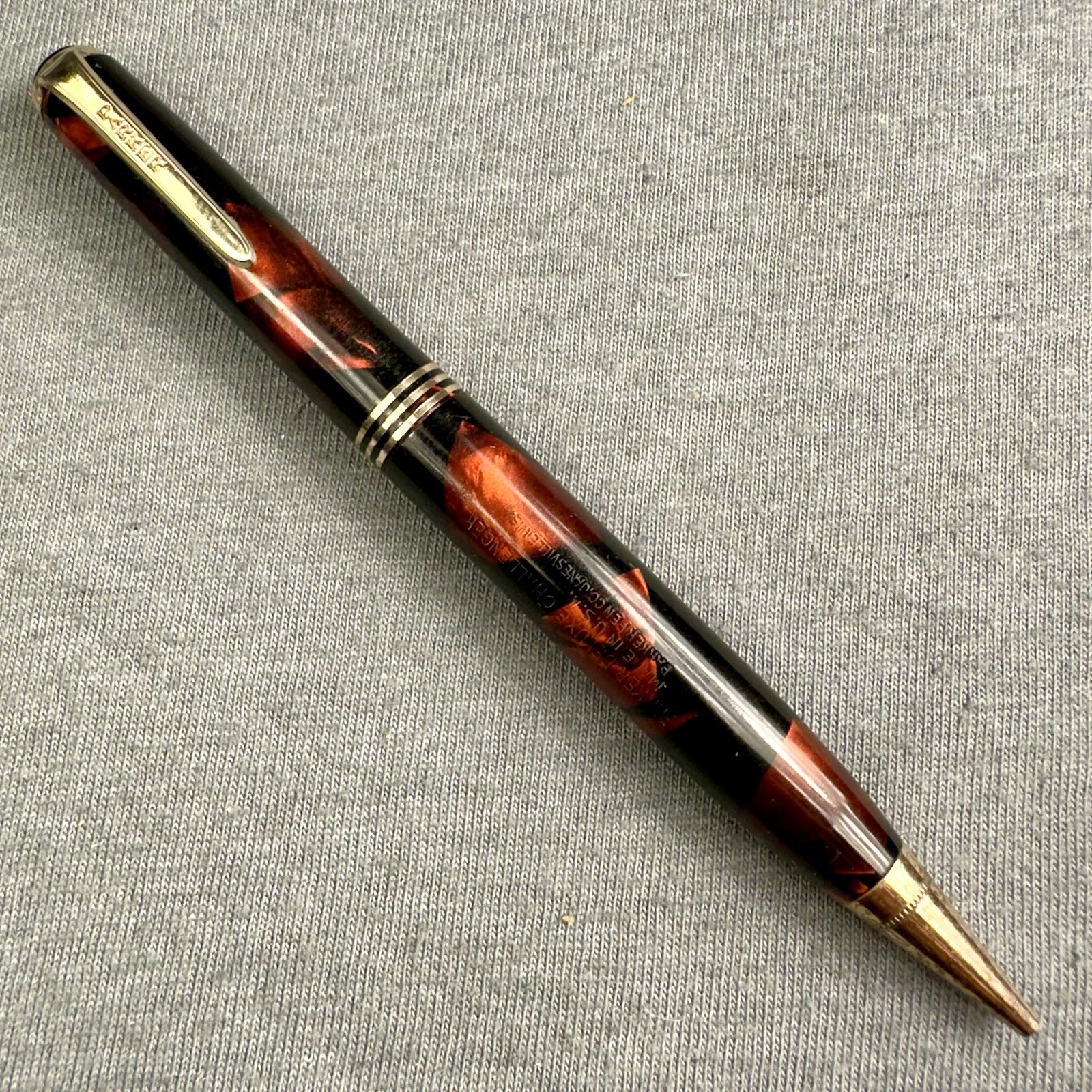 Repair: Parker Deluxe Challenger Pencil Red Black Marble Spade Clip Great Color