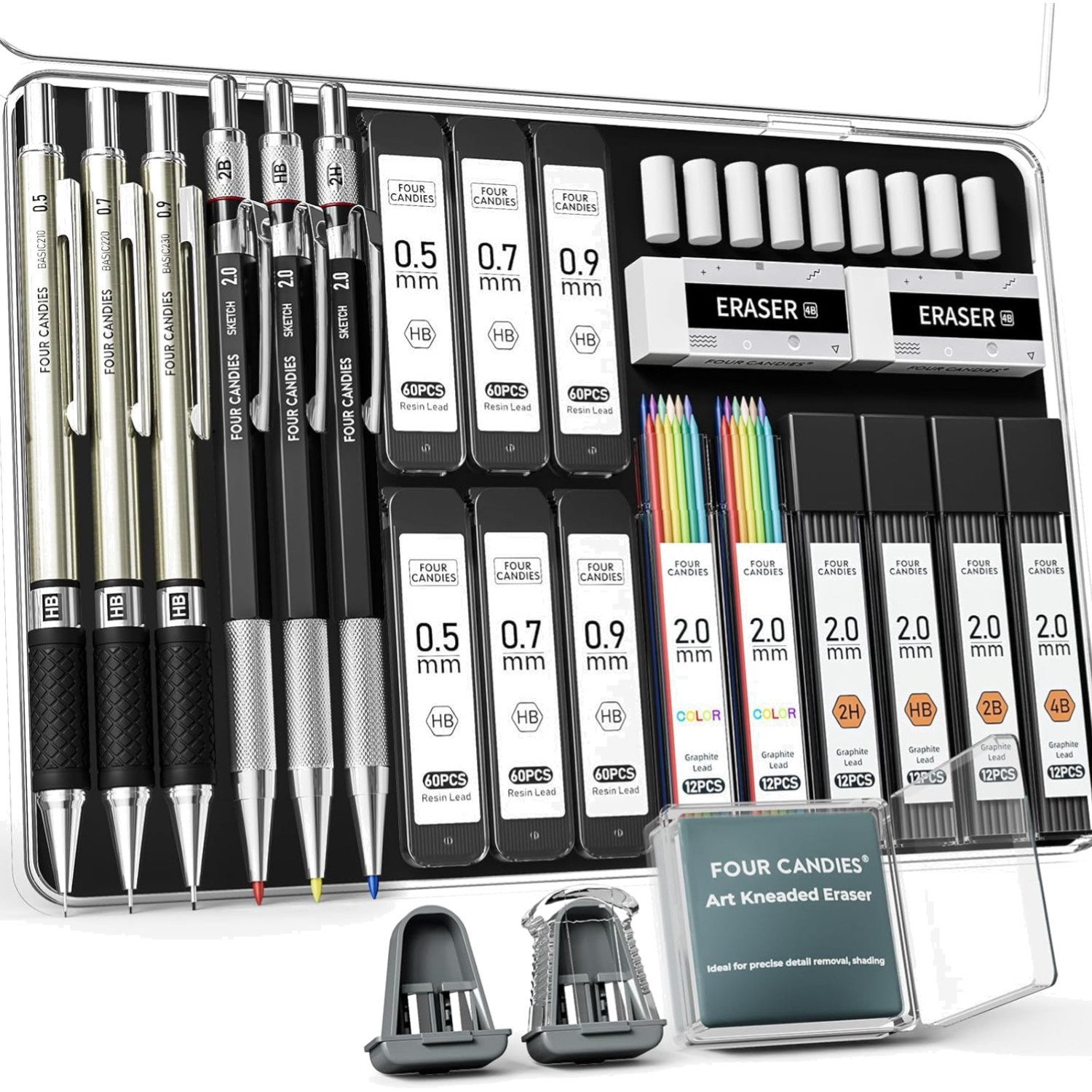 25PCS Mechanical Pencil Set with Case, Art Supplies with Metal Pencil 0.5, 0….