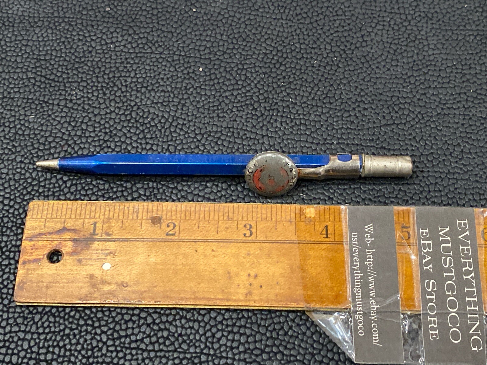 VTG 1930’s SCRIPTO 4-47 Blue STARRETT TOOLS Advertising Button Mechanical Pencil