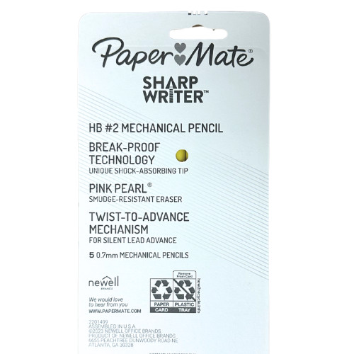 Papermate Sharpwriter #2 Pencil USA 3 Pack of 5 Pencils (15 Pencils total)