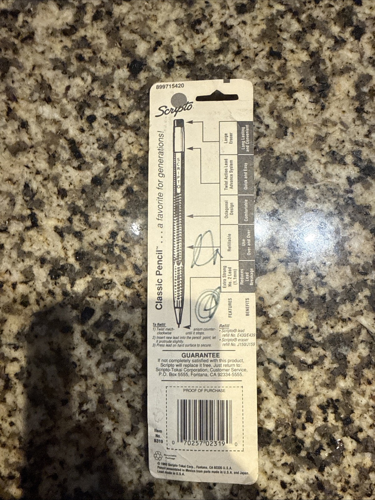 VTG 1993 Scripto Classic Combo Twist Mechanical Pencil 1.1 02319 W/Refill Green