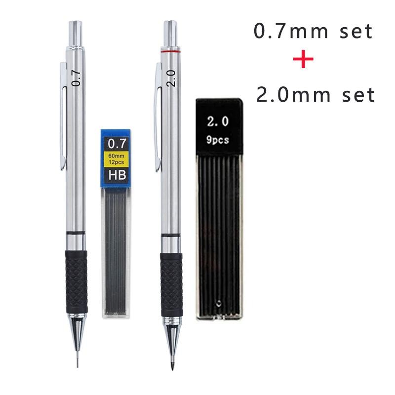 Automatic Metal Mechanical Pencil Set Drawing Multi Size Leads
