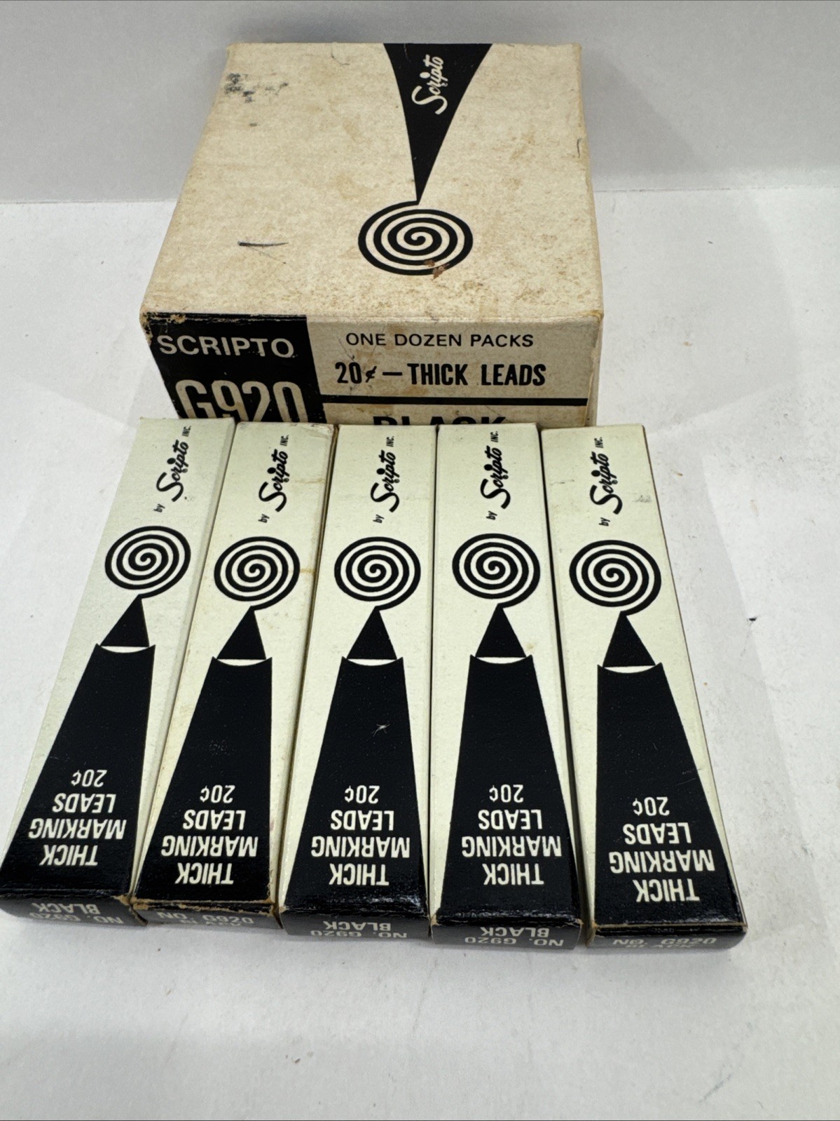 Vintage NEW Scripto Thick Lead G920 Vintage Black 12 Packs