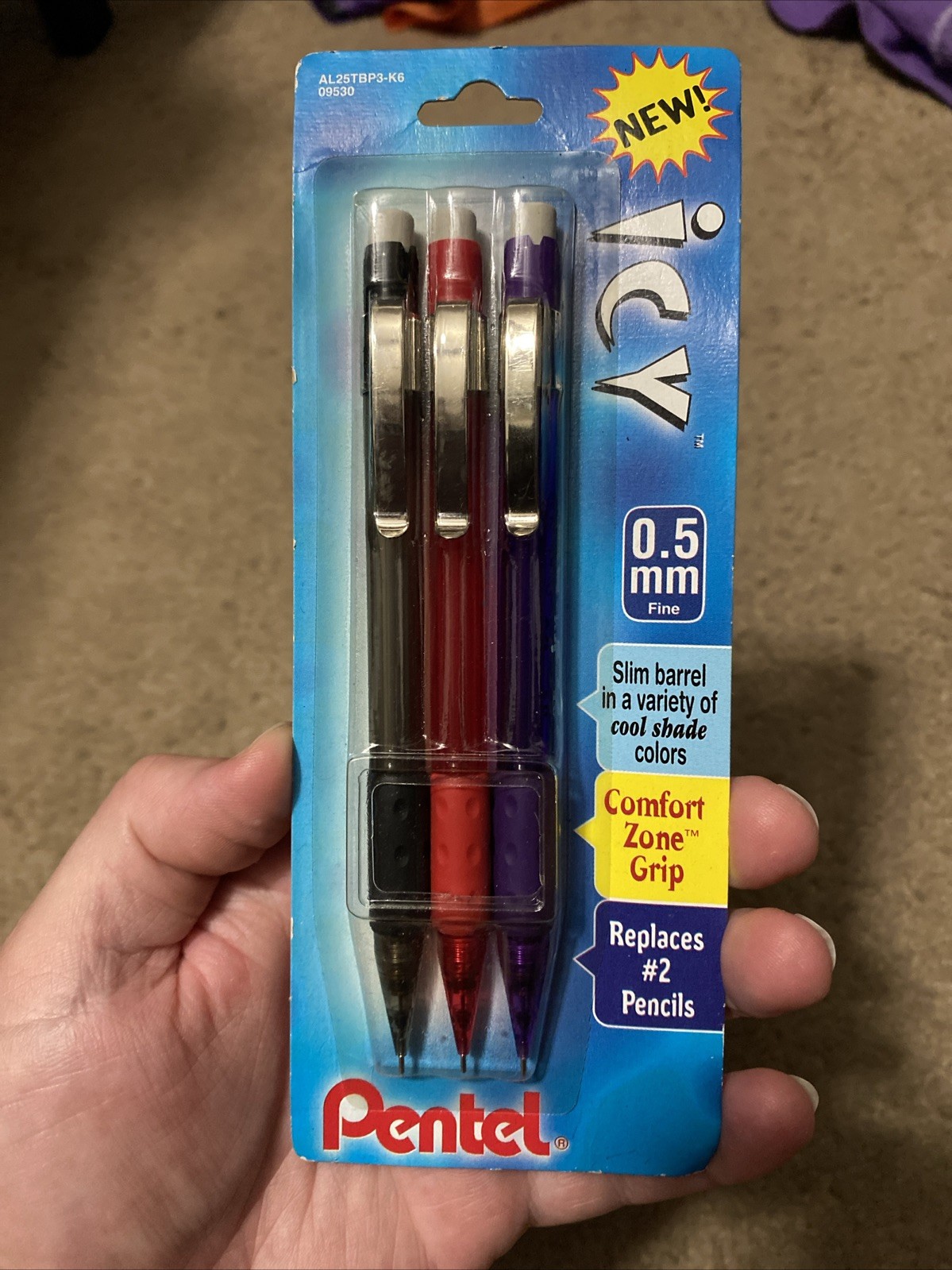 Pentel ICY 0.5mm Automatic Pencils 3 Pack AL-25 NEW