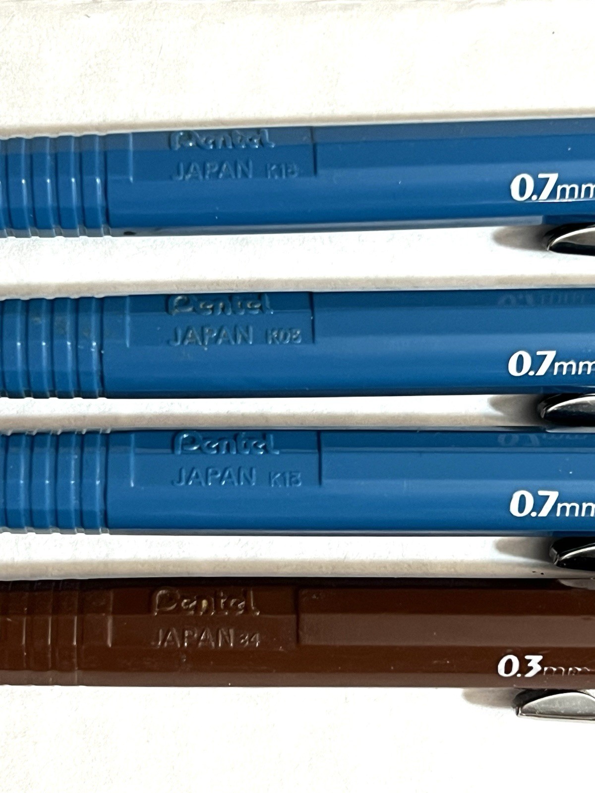 4 Vintage Pentel Mechanical Pencil 3-P207 0.7mm 1-P204 0.3mm Lot Drafting Japan