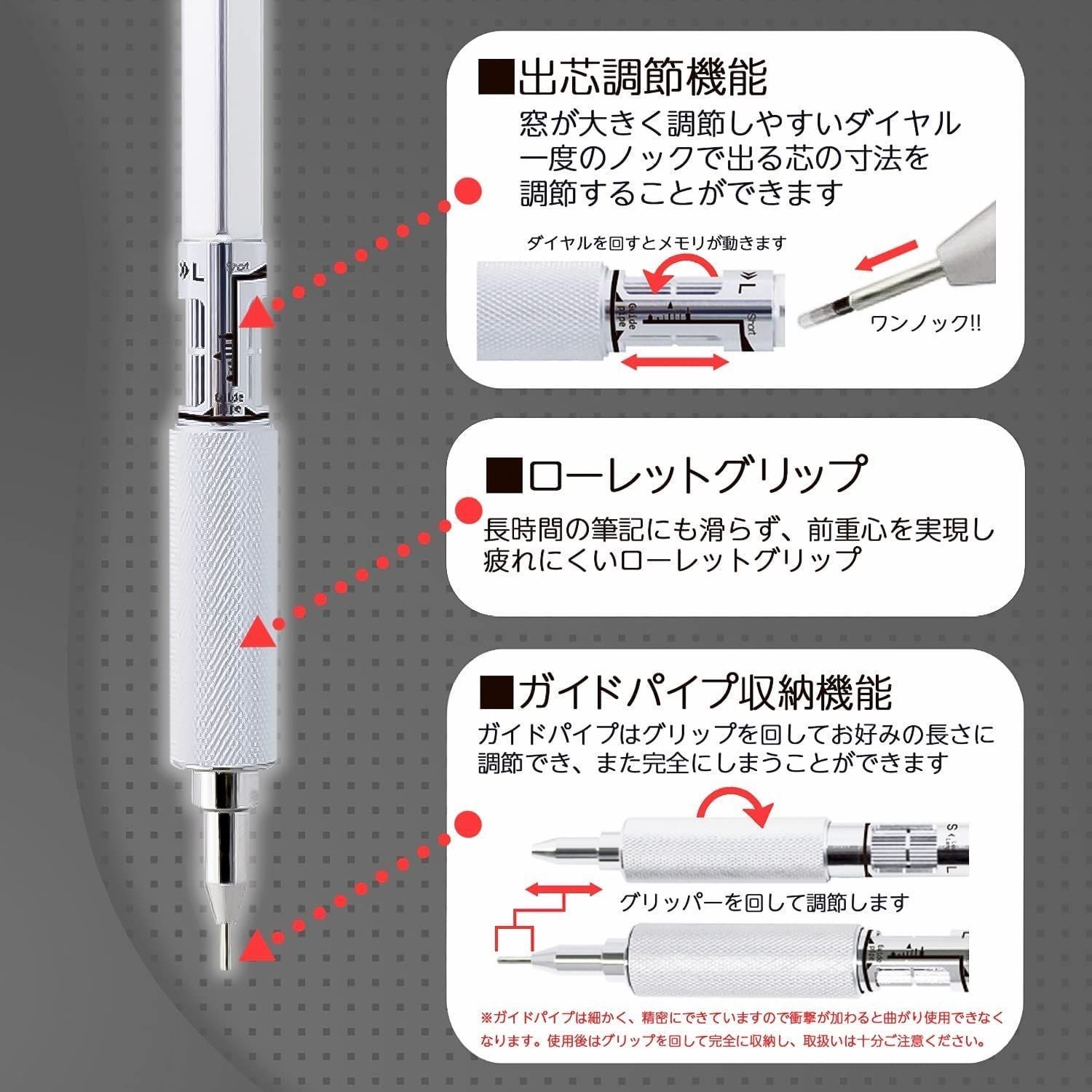 OHTO MS01 0.5mm Mechanical Pencil Silver Drafting Grip Made in Japan New