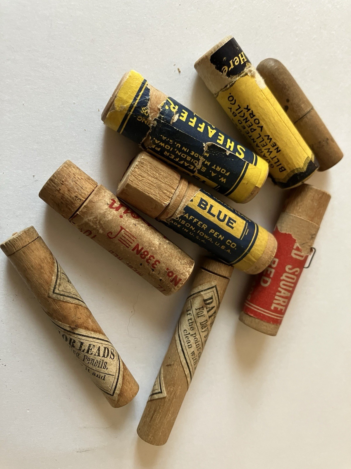 Vintage Lot 8 Mechnical Pencil Leads Wood Wooden Tubes w/ Some Leads