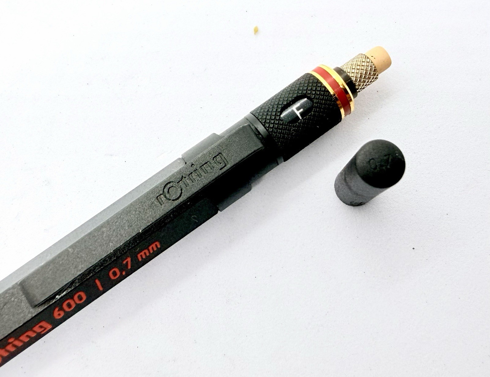 NOS Rotring 600 Gold Twist Retract Tip Mechanical Pencil 0.7mm Black Color