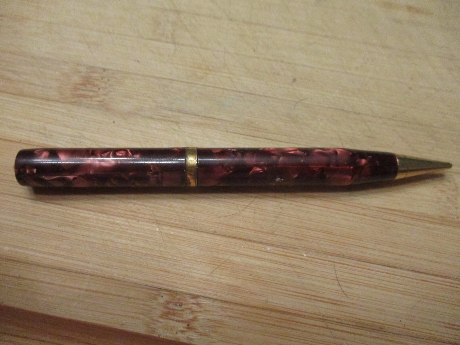 ANTIQUE DESK ITEM Waltham mechanical Pencil Red Pearlite Rubber eraser inside