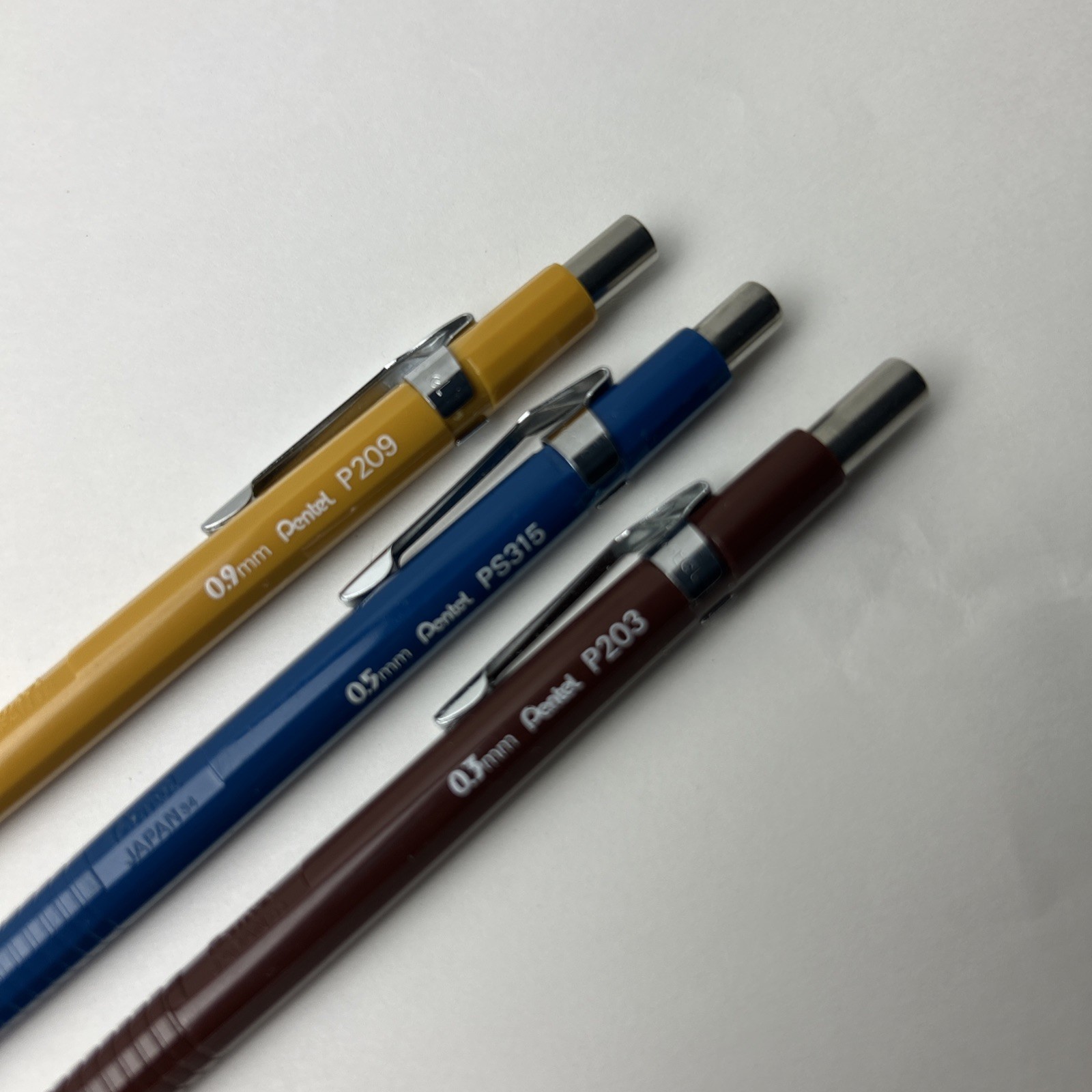 Pentel 3 Mechanical pencil vintage Lot P209 0.9mm PS315 0.5mm P203 0.3mm