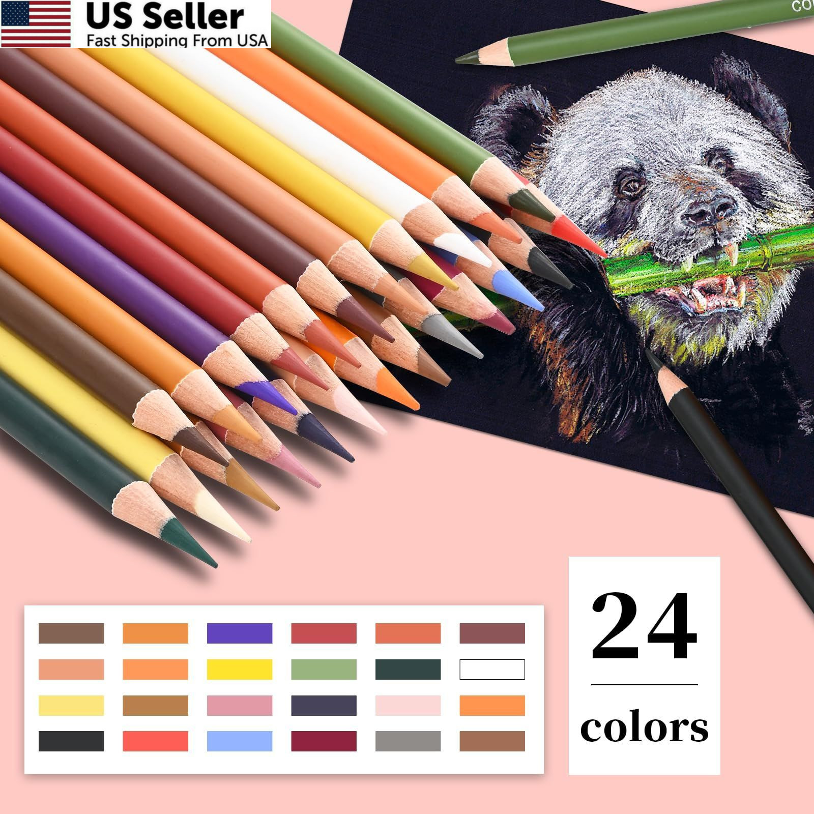 GETHPEN Pastel Chalk Colored Pencils,Set of 1 Count (Pack 24), Multicolor