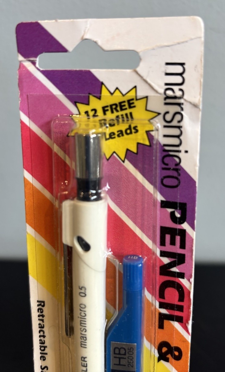 Staedtler Marsmicro 0.5 mm White Mechanical Pencil & Leads Comfort Grip NOS