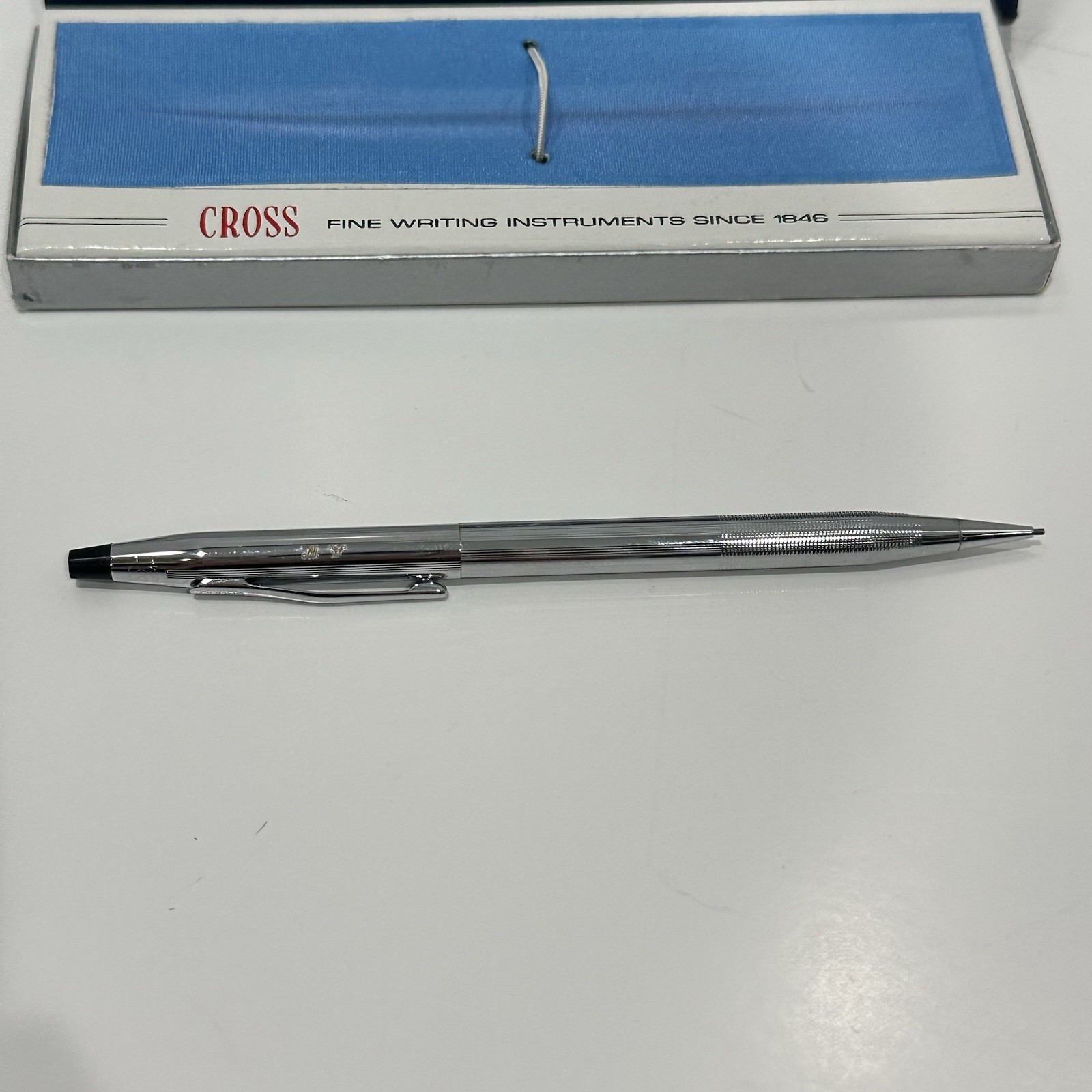Vintage Cross Mechanical Pencil Chrome 5 1/4″ Long Monogrammed Made in USA IOB